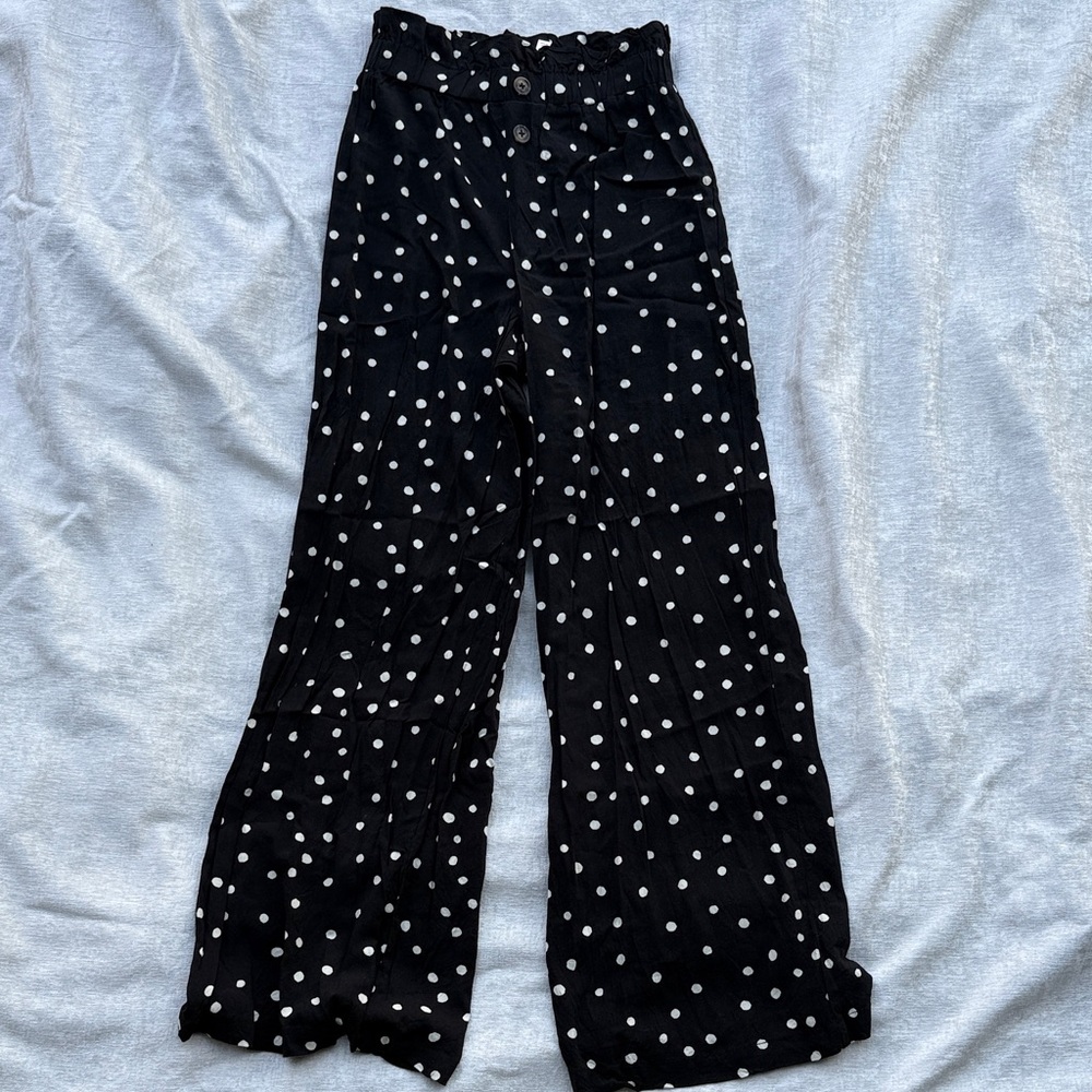 Xhilaration Black and White Polka Dot Wide Leg Pants Size XS